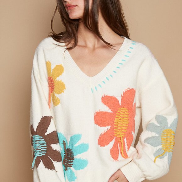 #102 POL V-Neck Balloon Sleeve Sweater - Picture 5 of 5